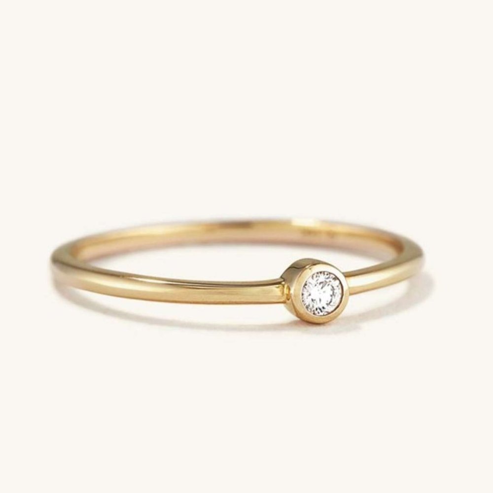 MEJURI • Solo Diamond Ring 14k Solid Gold • Size 6